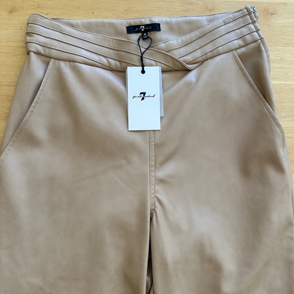 7 For All Mankind Faux Leather Pants, Color Tan, Size Medium, NWT - Picture 1 of 7